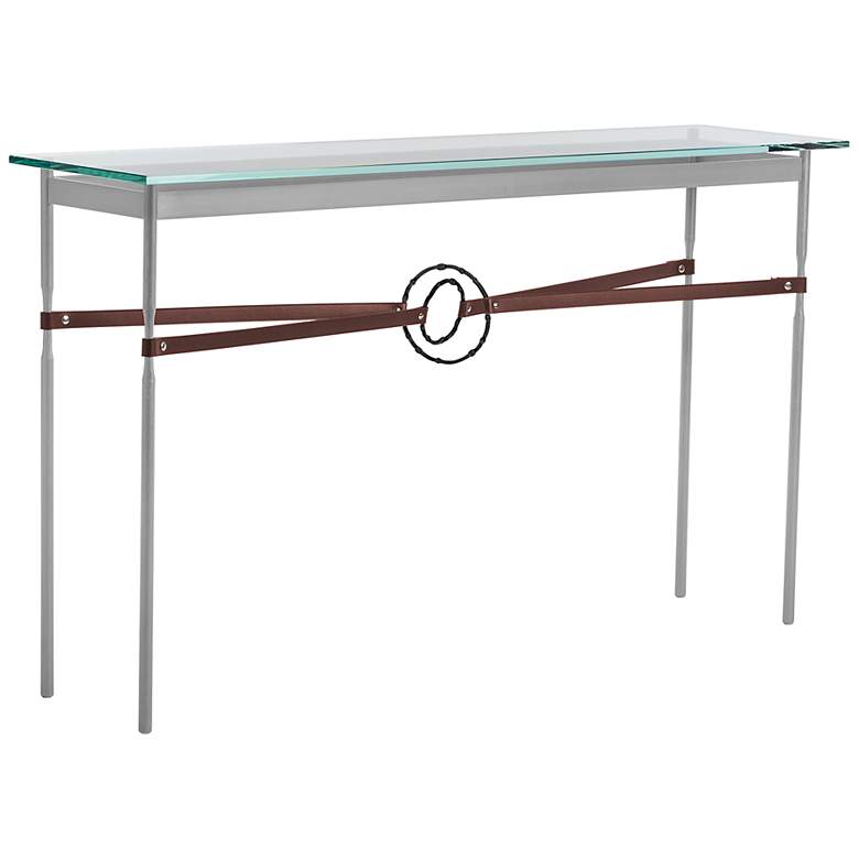 Equus 54 inch Wide Platinum Brown Straps Black Rings Console Table