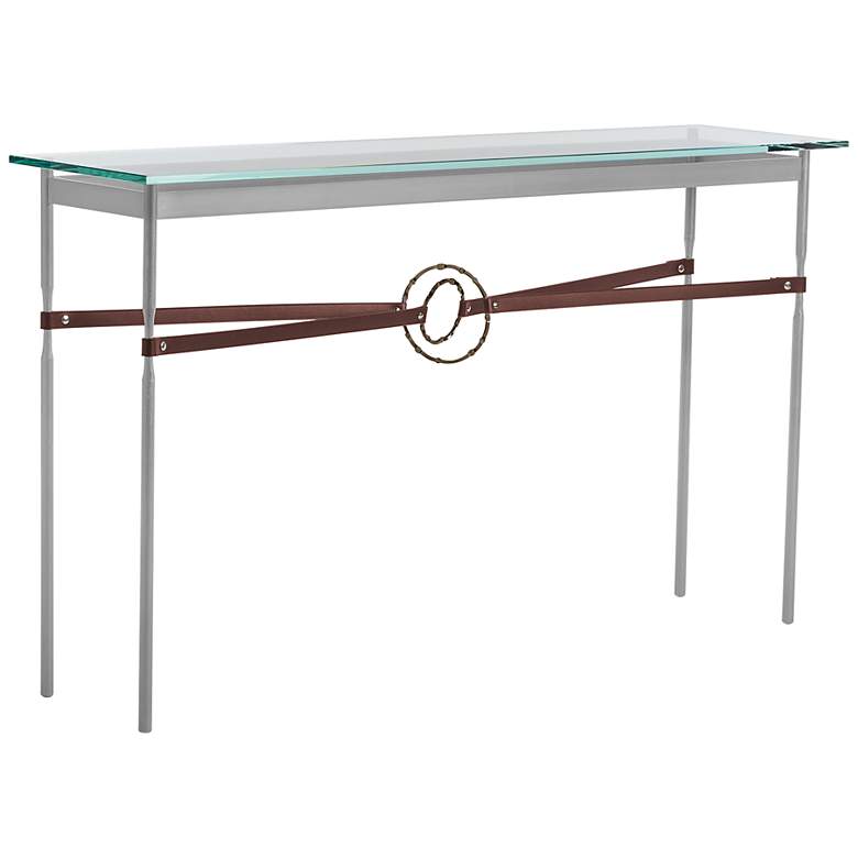 Image 1 Equus 54" Wide Platinum Brown Straps Bronze Rings Console Table