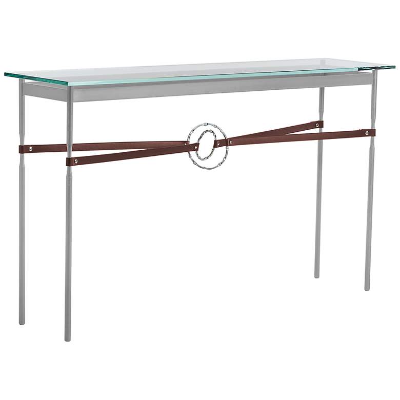 Equus 54&quot; Wide Platinum Brown Straps Sterling Ring Console Table