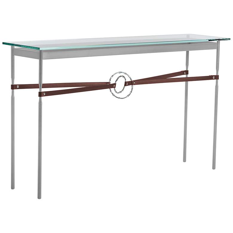 Image 1 Equus 54 inch Wide Platinum Brown Straps Sterling Ring Console Table