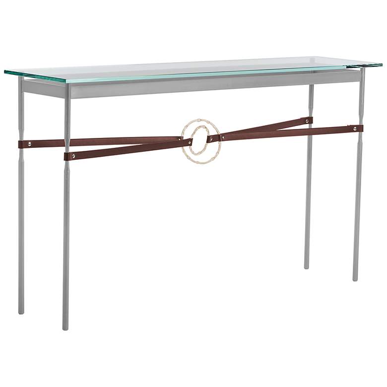 Image 1 Equus 54" Wide Platinum Brown Straps with Gold Rings Console Table