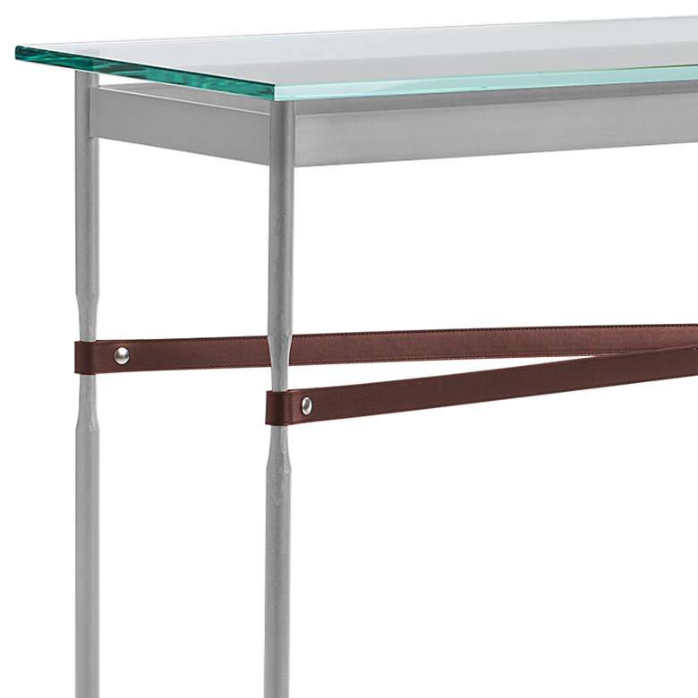 Equus 54 inch Wide Platinum Brown Straps with Gold Rings Console Table more views