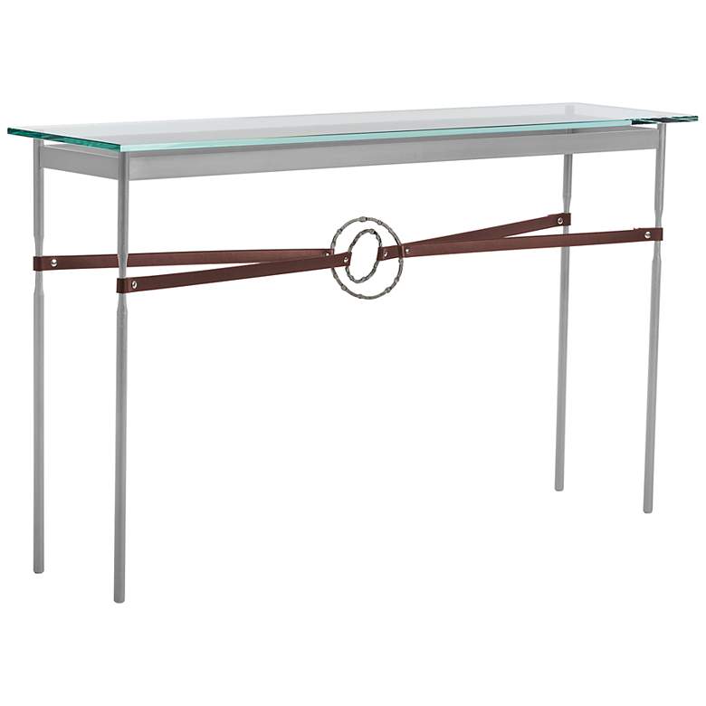 Image 1 Equus 54" Wide Platinum Brown Straps with Iron Rings Console Table