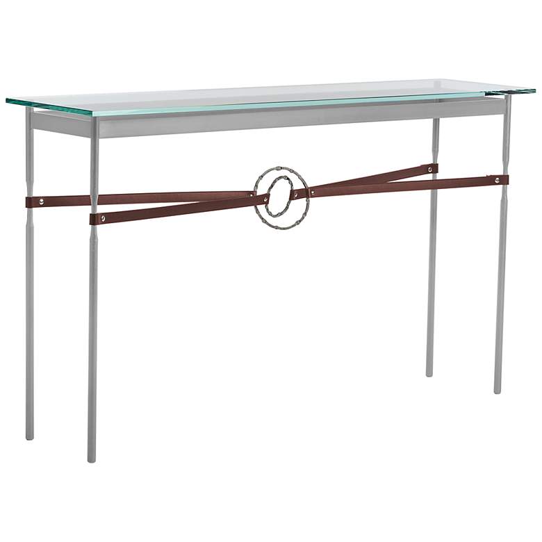 Image 1 Equus 54 inch Wide Platinum Brown Straps with Iron Rings Console Table