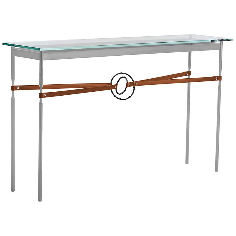 Image 1 Equus 54 inch Wide Platinum Chestnut Straps Black Ring Console Table