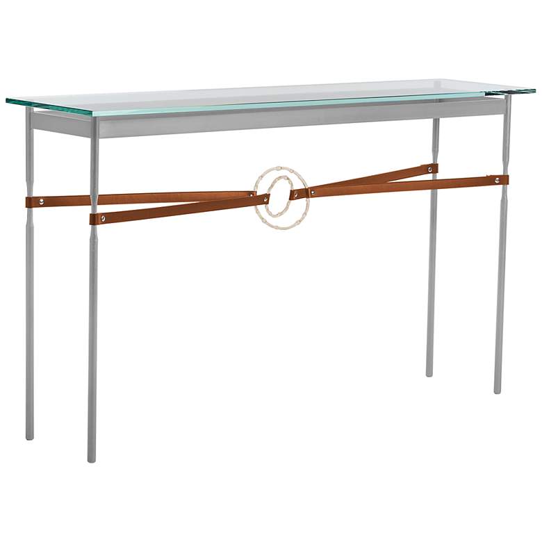 Image 1 Equus 54 inch Wide Platinum Chestnut Straps Gold Rings Console Table