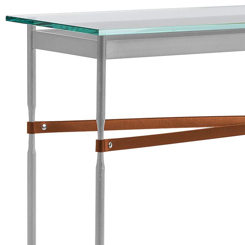 Equus 54 inch Wide Platinum Chestnut Straps Rings Console Table more views