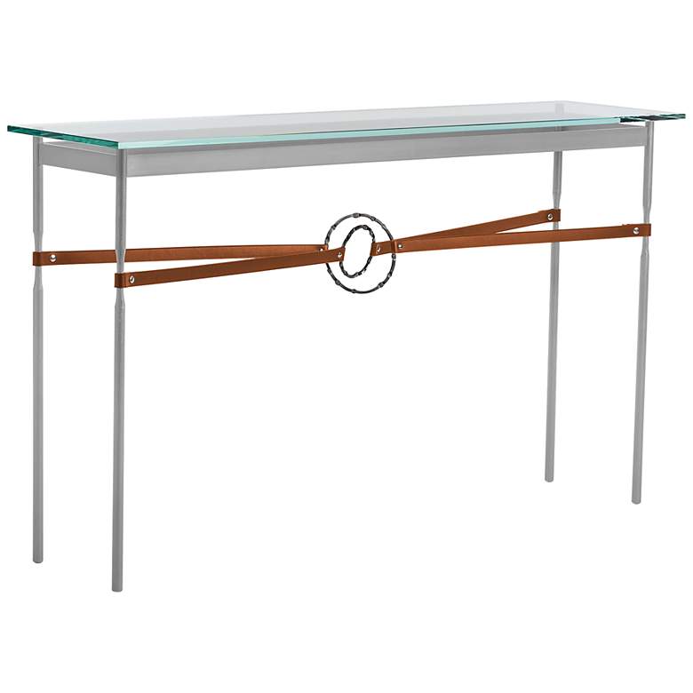 Image 1 Equus 54" Wide Platinum Chestnut Straps Smoke Ring Console Table