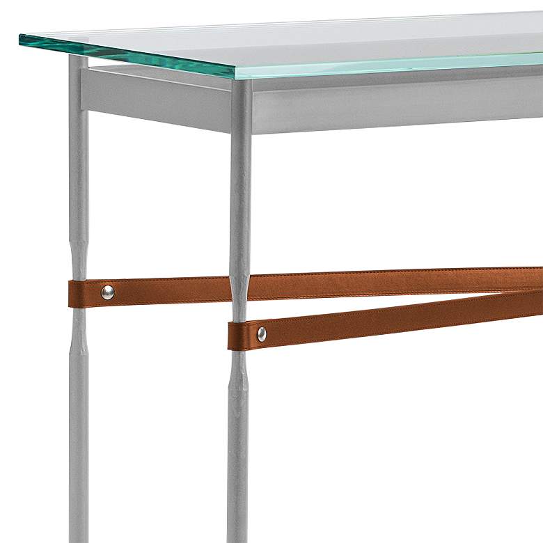 Image 2 Equus 54 inch Wide Platinum Chestnut Straps Smoke Ring Console Table more views