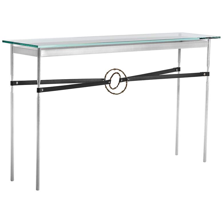 Equus 54&quot; Wide Sterling Black Straps Bronze Rings Console Table