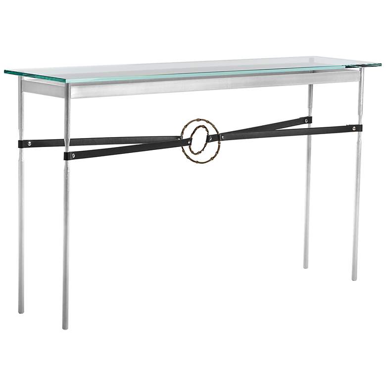Image 1 Equus 54" Wide Sterling Black Straps Bronze Rings Console Table