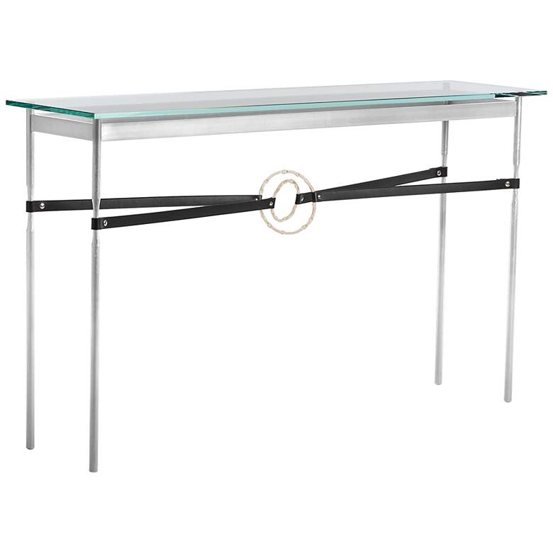 Equus 54&quot; Wide Sterling Black Straps with Gold Rings Console Table