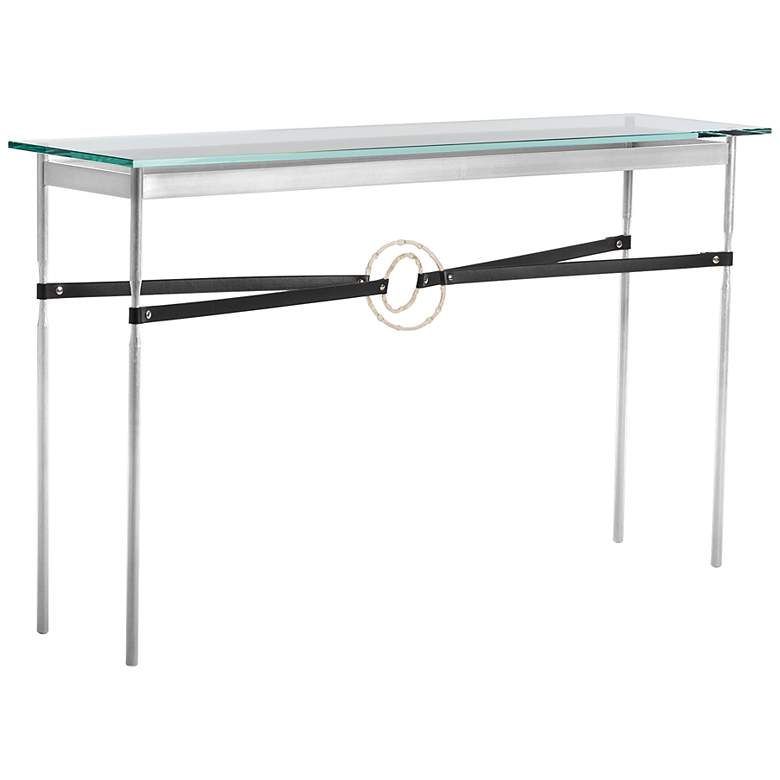 Image 1 Equus 54" Wide Sterling Black Straps with Gold Rings Console Table