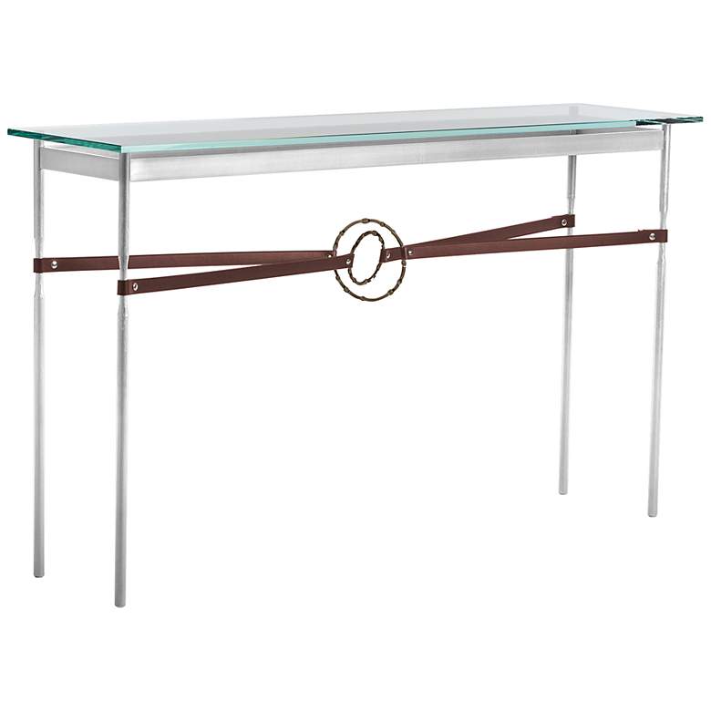 Equus 54&quot; Wide Sterling Brown Straps Bronze Rings Console Table