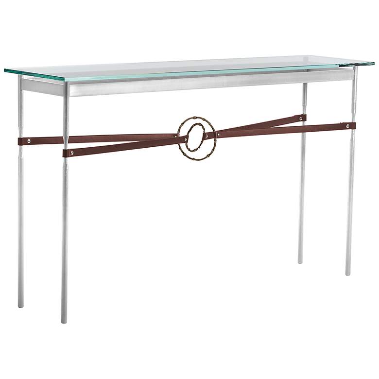 Image 1 Equus 54 inch Wide Sterling Brown Straps Bronze Rings Console Table