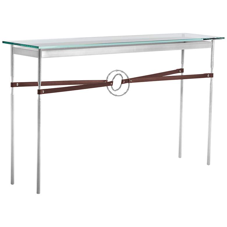 Equus 54&quot; Wide Sterling Brown Straps Platinum Ring Console Table