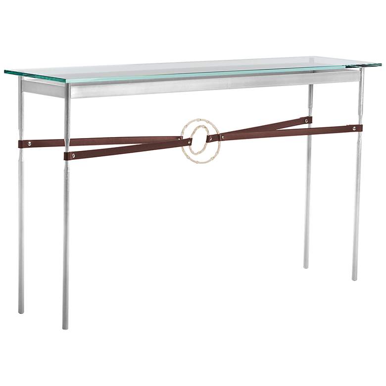 Image 1 Equus 54 inch Wide Sterling Brown Straps with Gold Rings Console Table