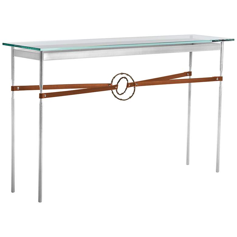 Equus 54&quot; Wide Sterling Chestnut Strap Bronze Ring Console Table