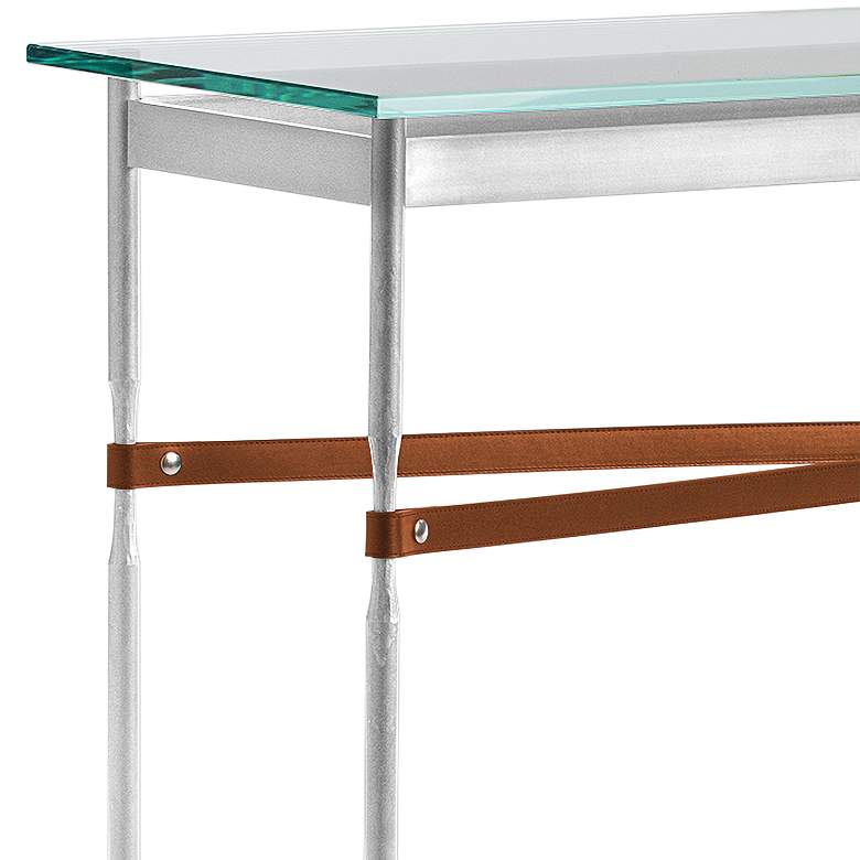 Equus 54 inch Wide Sterling Chestnut Straps Iron Rings Console Table more views