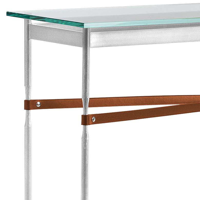 Equus 54 inch Wide Sterling Chestnut Straps with Rings Console Table more views