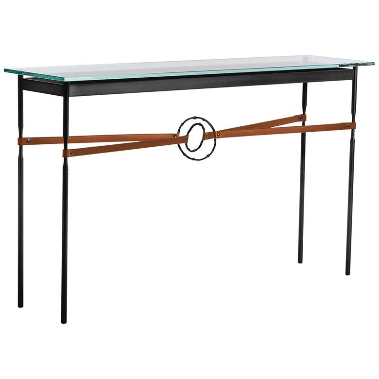 Image 1 Equus 54 inchW Black Console Table w/ Black Ring Chestnut Strap