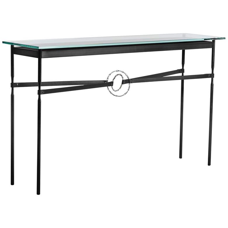 Equus 54 inchW Black Console Table w/ Sterling Ring Black Strap
