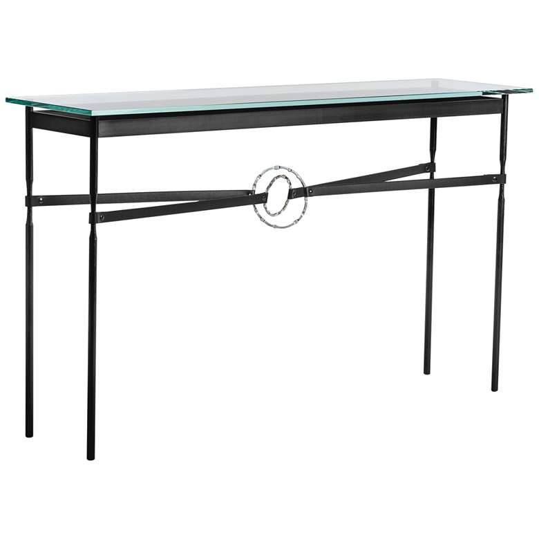 Image 1 Equus 54 inchW Black Console Table w/ Sterling Ring Black Strap