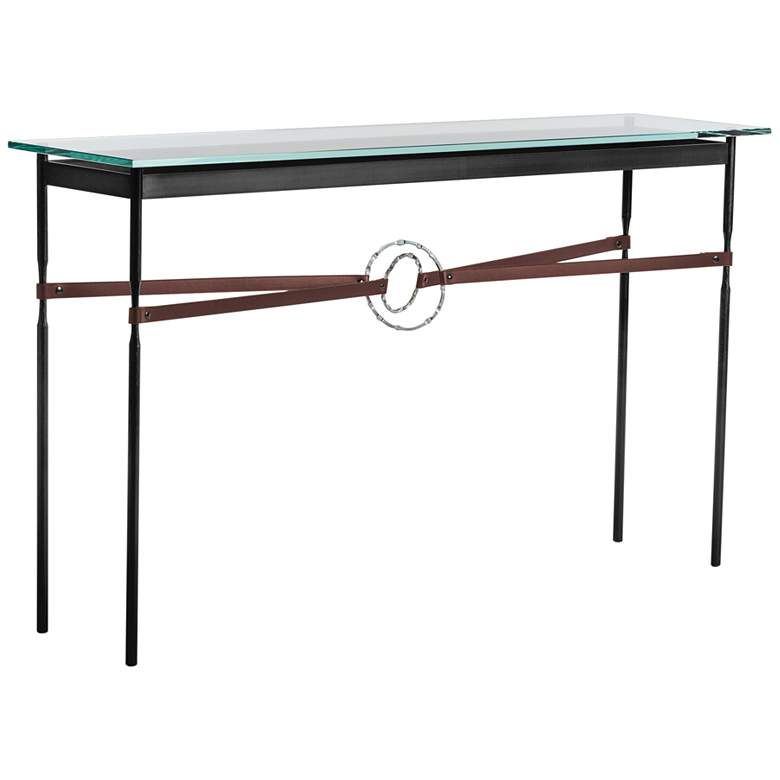 Image 1 Equus 54 inchW Black Console Table w/ Sterling Ring Brown Strap