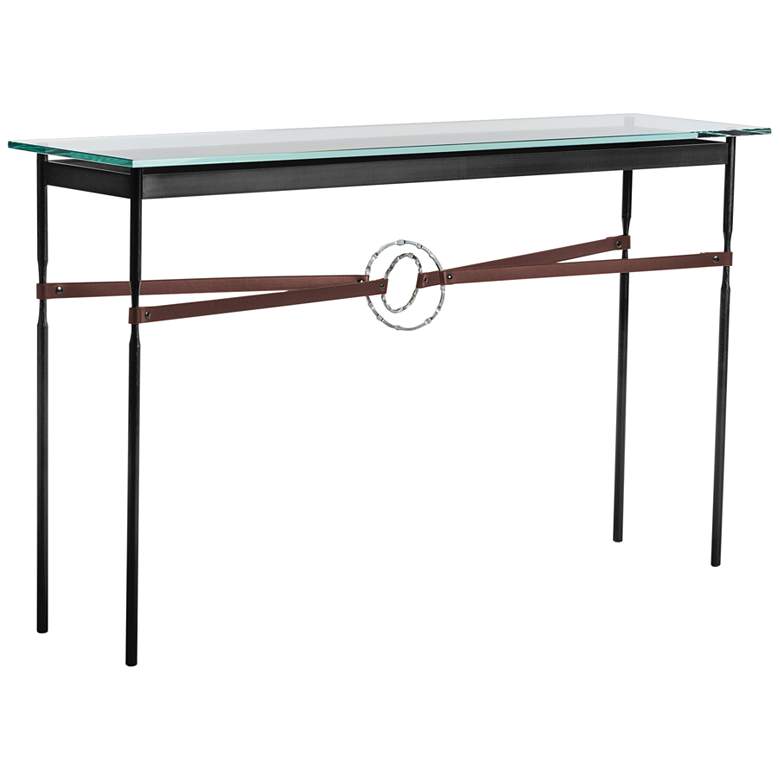 Image 1 Equus 54"W Black Console Table w/ Sterling Ring Brown Strap