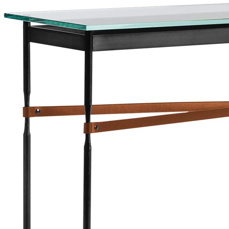 Equus 54 inchW Black Console Table with Iron Ring Chestnut Strap more views