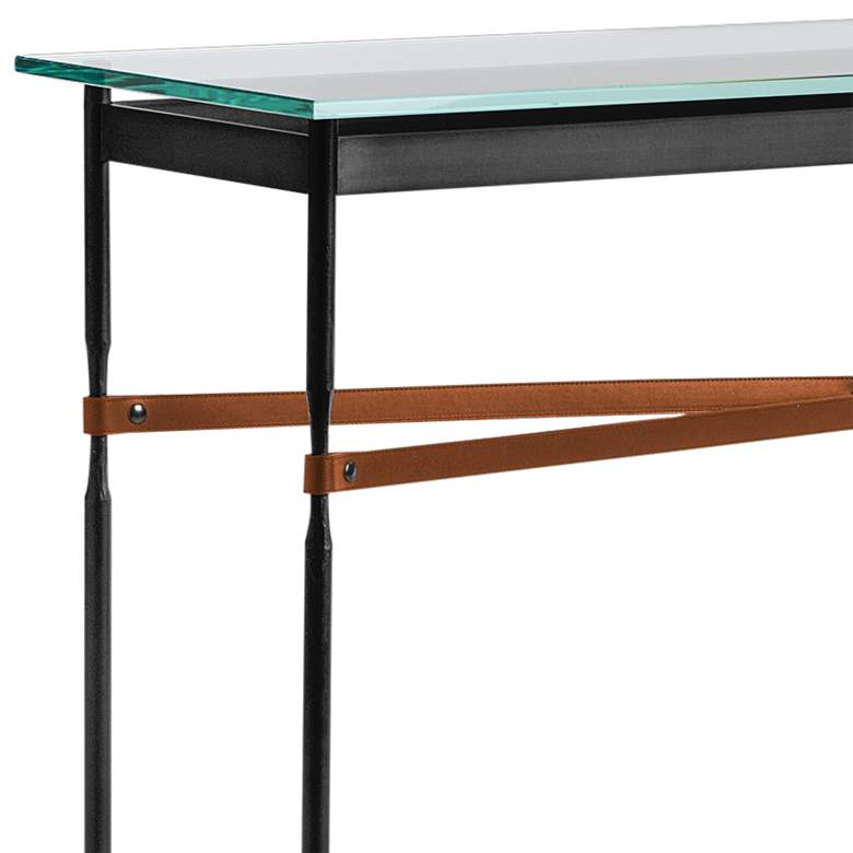 Equus 54 inchW Black Console Table with Ring and Chestnut Strap more views