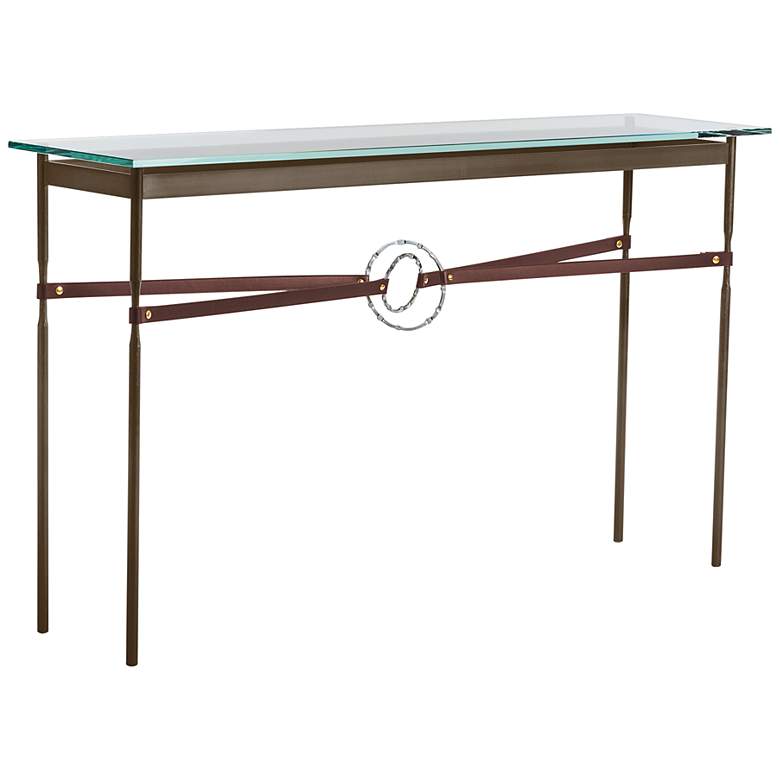 Equus 54 inchW Bronze Brown Straps Sterling Rings Console Table