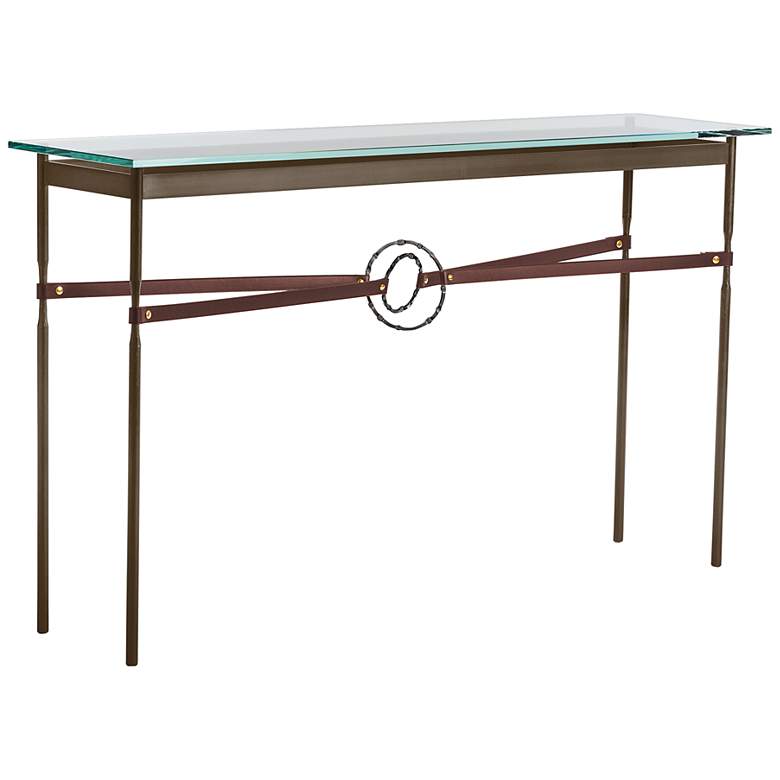 Equus 54 inchW Bronze Brown Straps w/ Smoke Rings Console Table