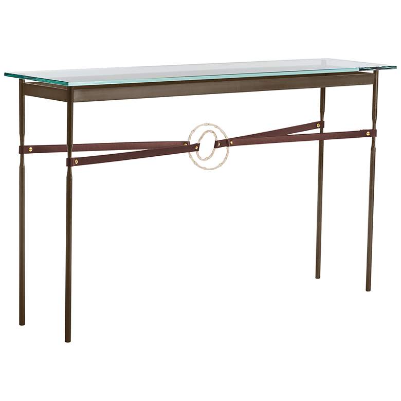 Equus 54&quot;W Bronze Brown Straps with Gold Rings Console Table