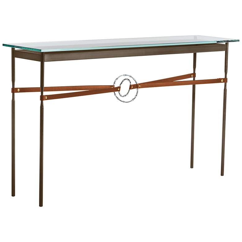 Equus 54 inchW Bronze Chestnut Strap Sterling Ring Console Table