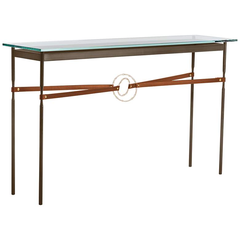 Image 1 Equus 54 inchW Bronze Chestnut Straps Gold Rings Console Table