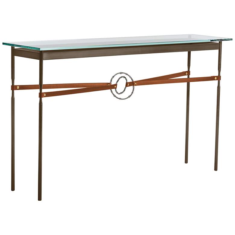 Image 1 Equus 54 inchW Bronze Chestnut Straps Iron Rings Console Table