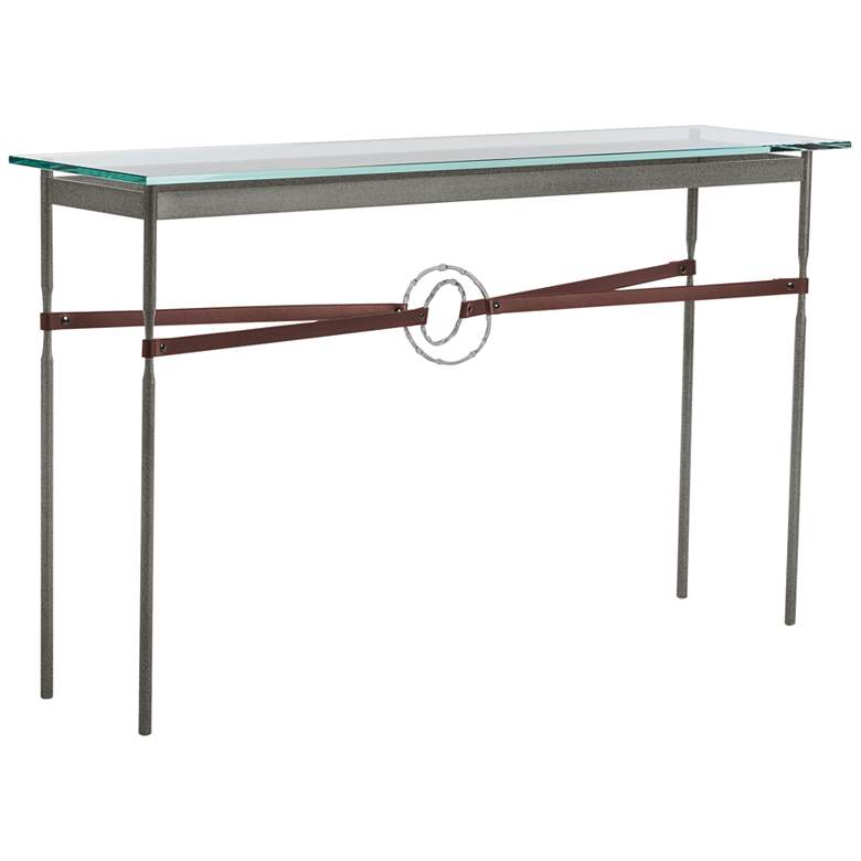 Image 1 Equus 54 inchW Iron Console Table w/ Platinum Ring Brown Strap