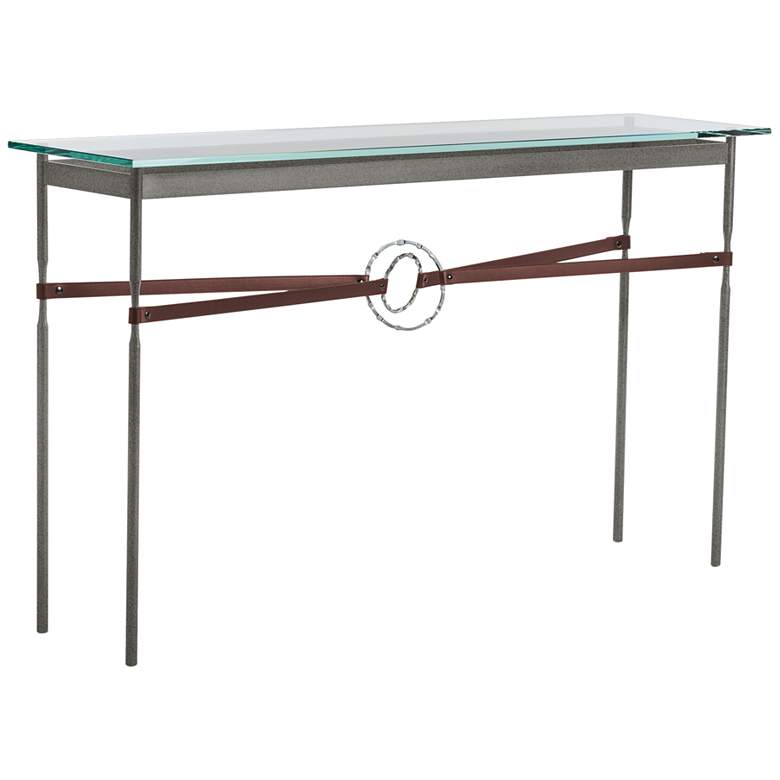 Image 1 Equus 54"W Iron Console Table with Sterling Ring Brown Strap