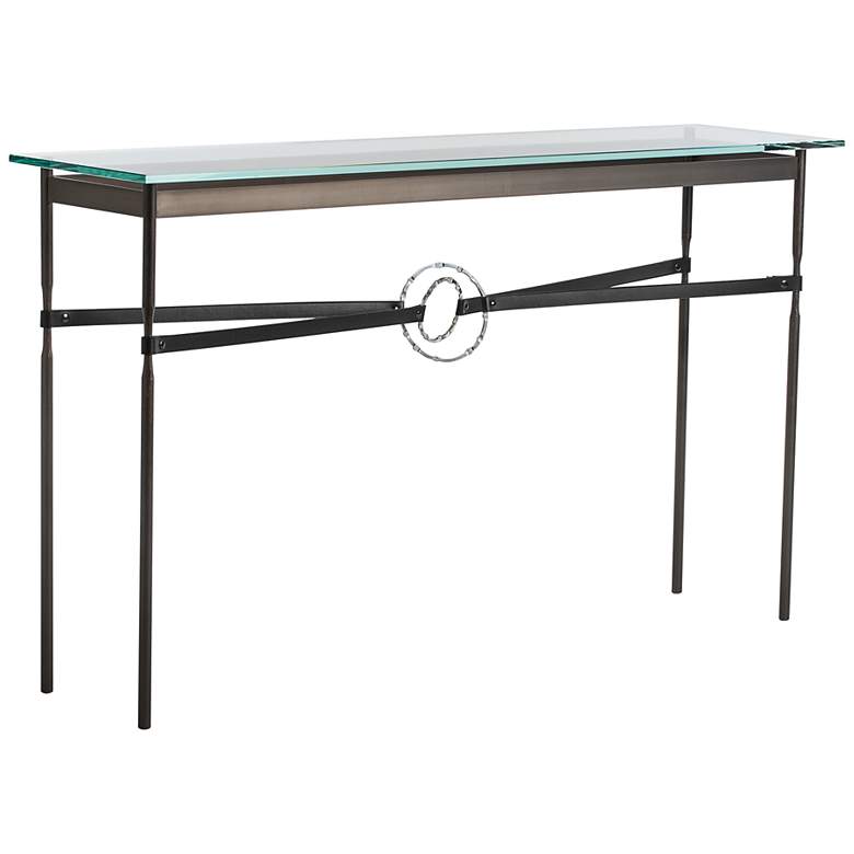 Image 1 Equus 54 inchW Smoke Black Straps Sterling Rings Console Table