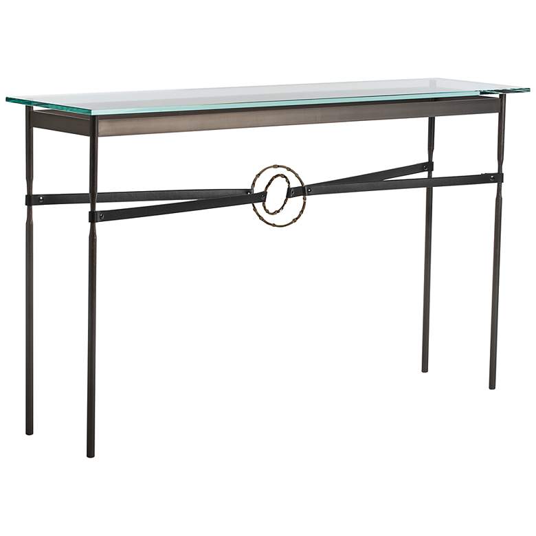 Equus 54 inchW Smoke Black Straps w/ Bronze Rings Console Table
