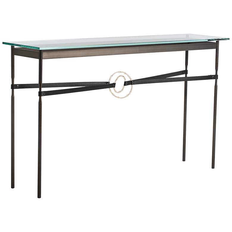 Equus 54 inchW Smoke Black Straps with Gold Rings Console Table