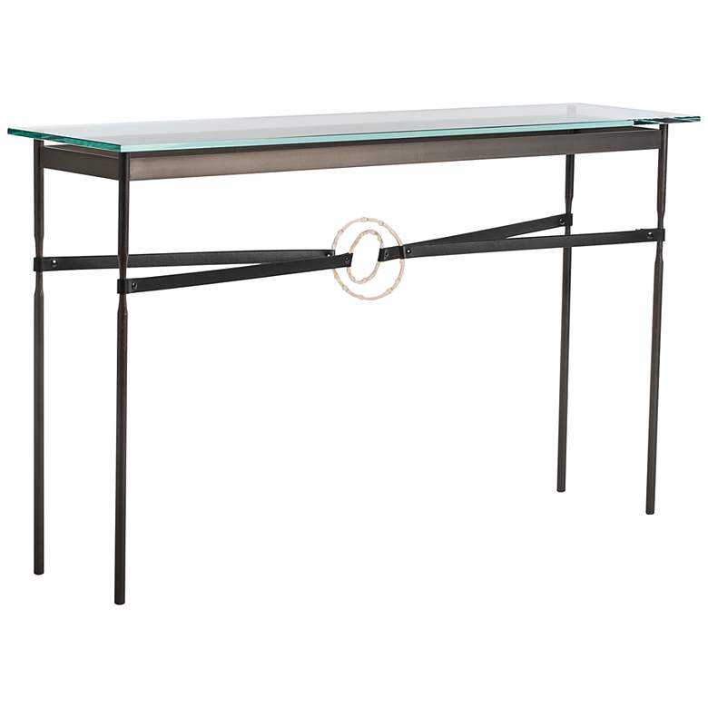 Image 1 Equus 54"W Smoke Black Straps with Gold Rings Console Table