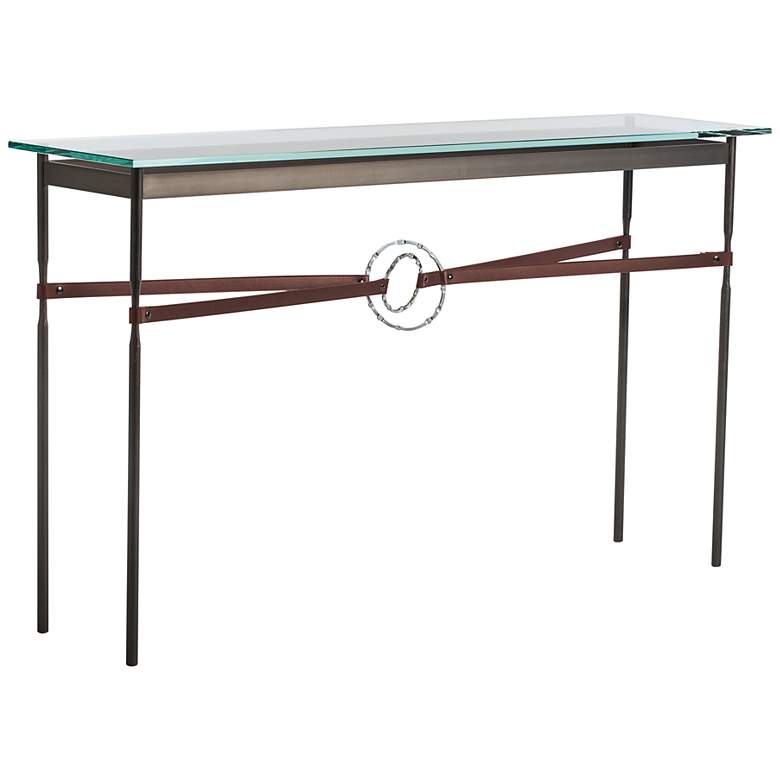 Image 1 Equus 54"W Smoke Brown Straps Sterling Rings Console Table