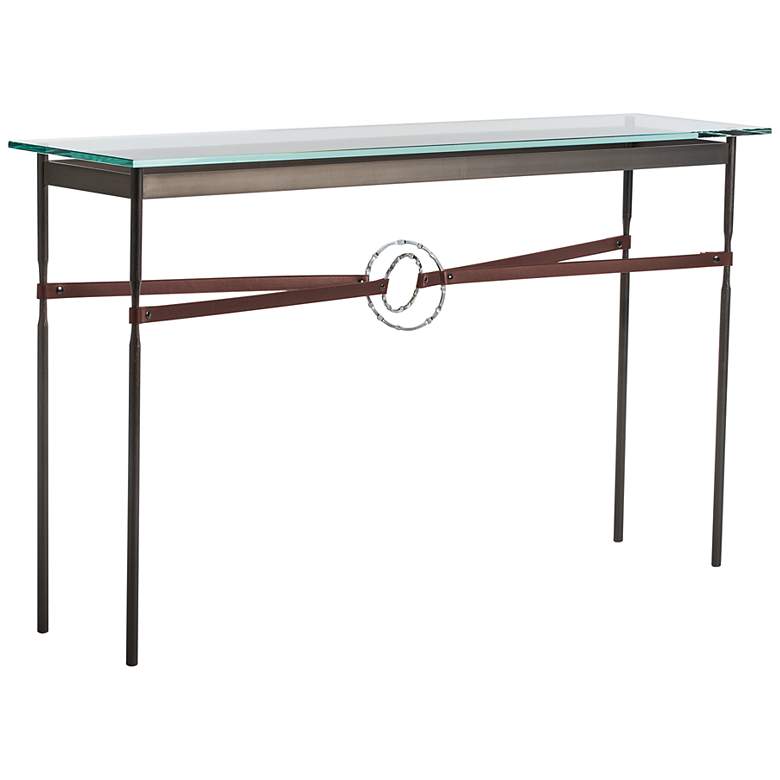 Image 1 Equus 54 inchW Smoke Brown Straps Sterling Rings Console Table