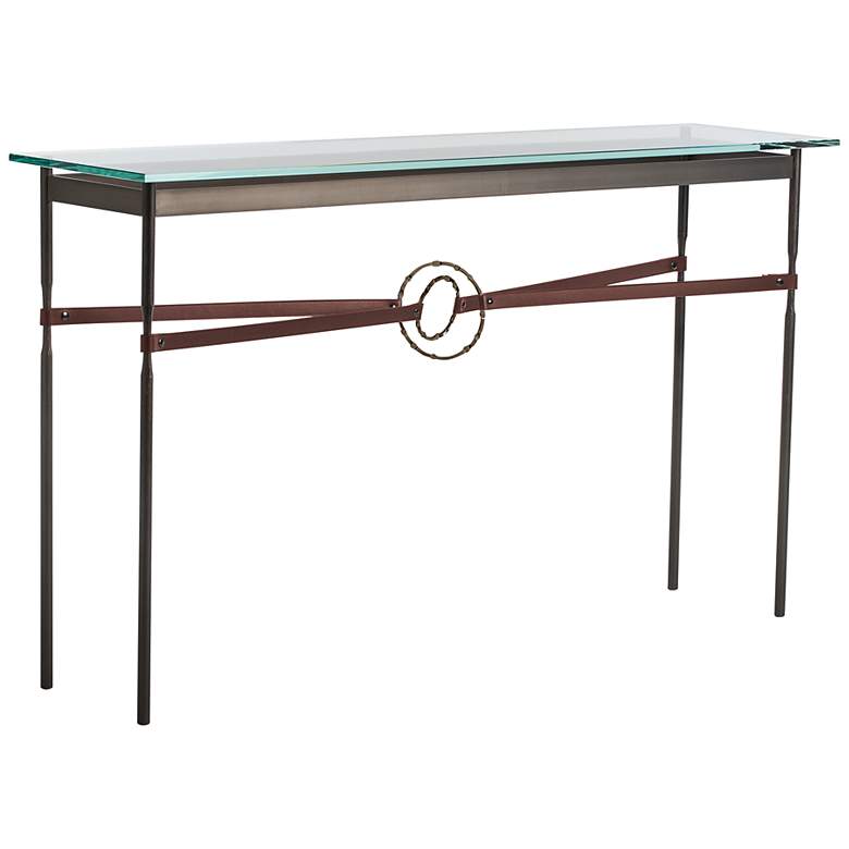 Equus 54 inchW Smoke Brown Straps w/ Bronze Rings Console Table