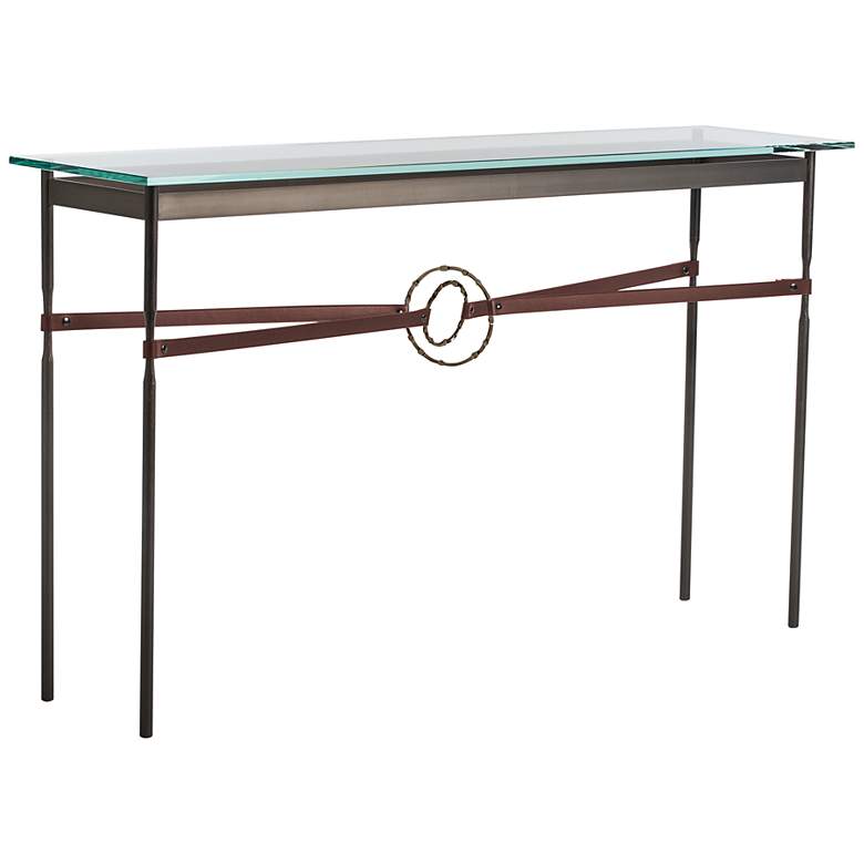 Image 1 Equus 54"W Smoke Brown Straps w/ Bronze Rings Console Table