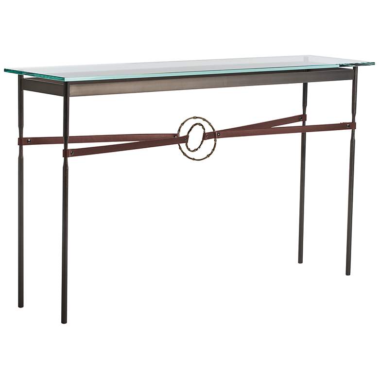 Image 1 Equus 54 inchW Smoke Brown Straps w/ Bronze Rings Console Table