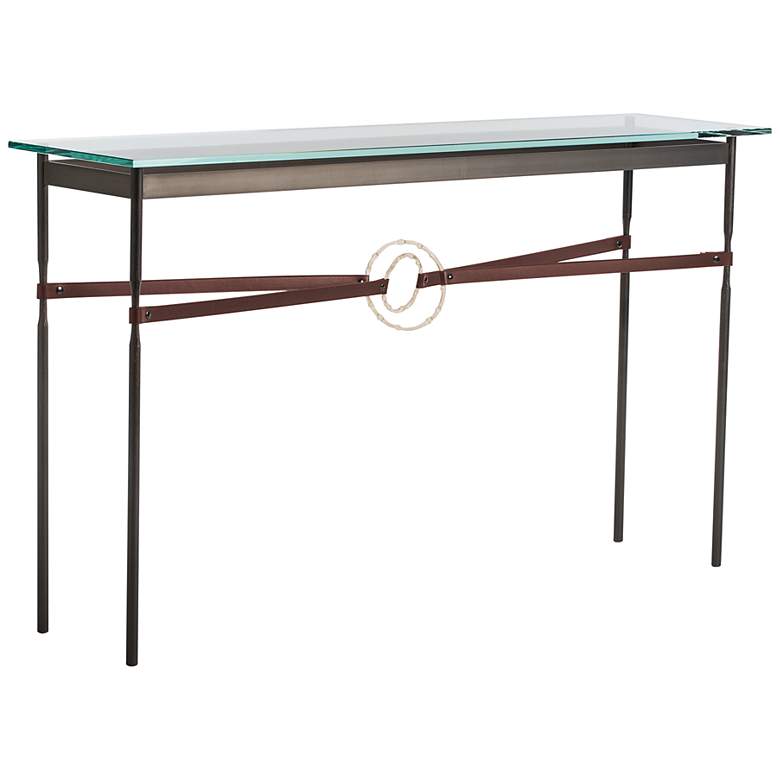 Equus 54 inchW Smoke Brown Straps with Gold Rings Console Table