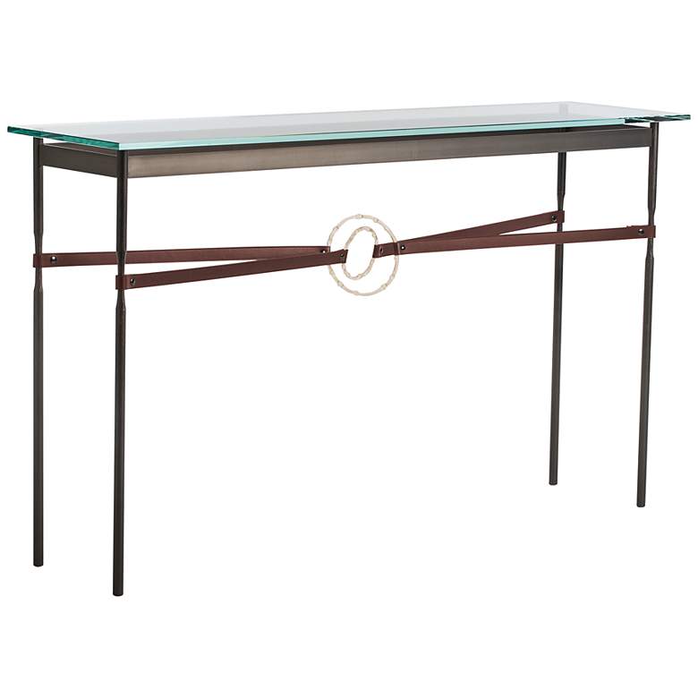 Image 1 Equus 54"W Smoke Brown Straps with Gold Rings Console Table